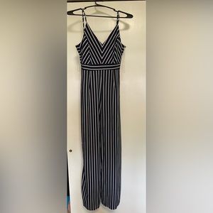 Timing Navy Blue Striped Jumpsuit